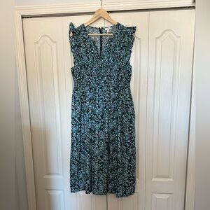 J. Crew Blue Floral Midi Dress